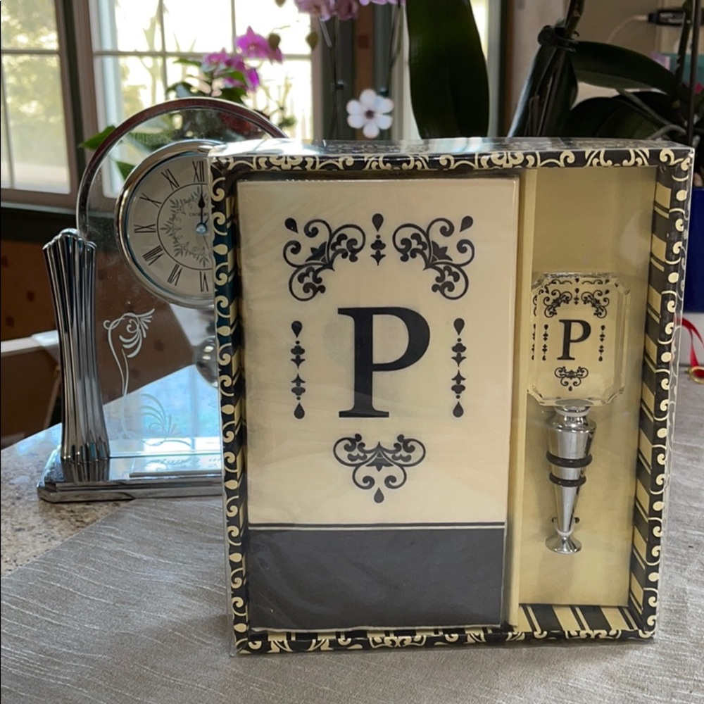 Monogrammed  Guest Towel Napkins & Wine Stopper